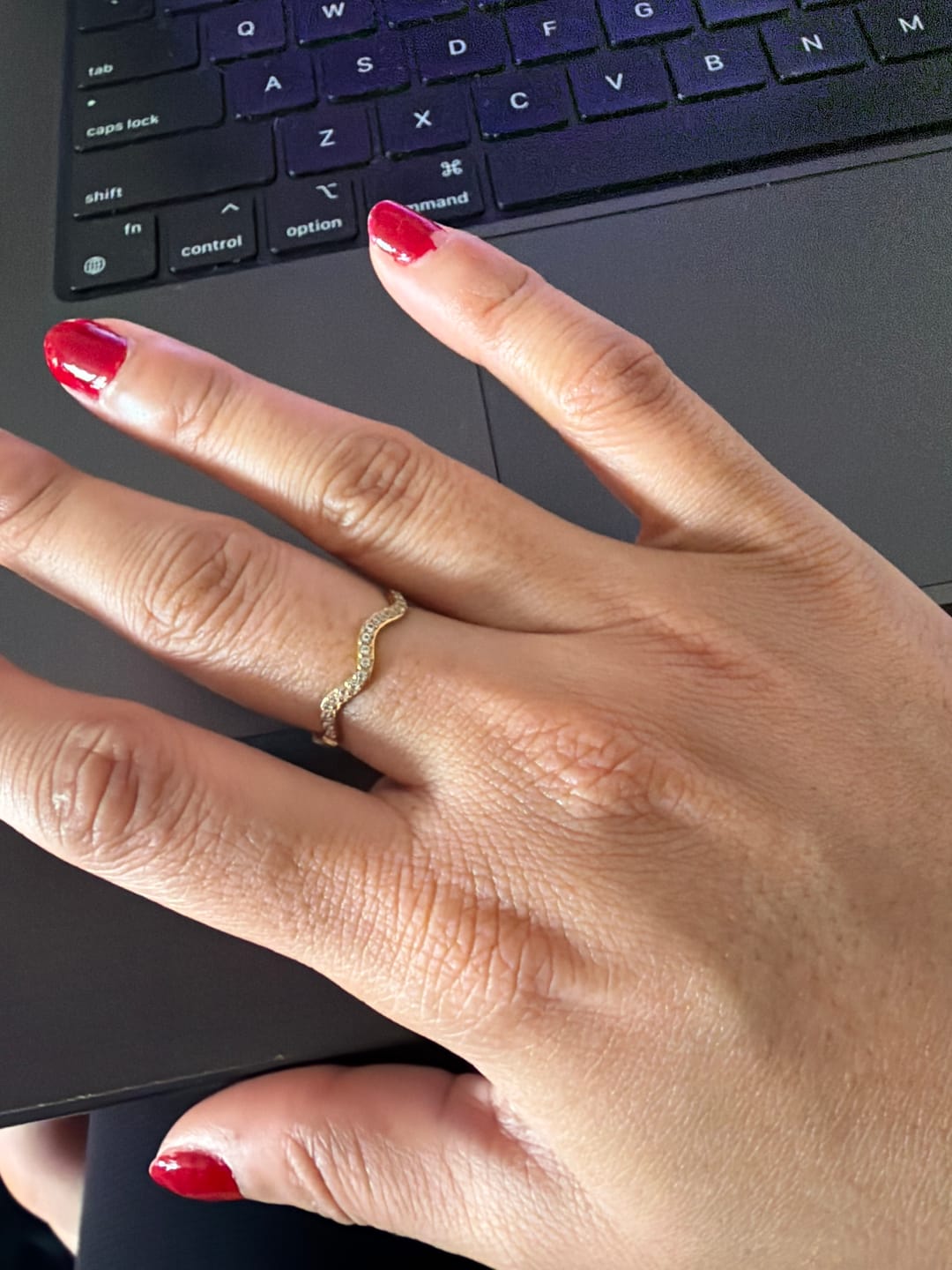 Customer photo review of Zenya Crystal & Gold Wave Ring
