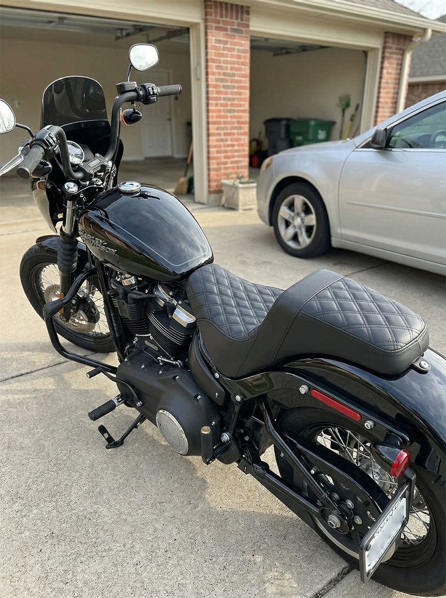 Customer photo review of Iron Born Diamond Stitch 2-Up Seat for 2018+ Harley Softail Street Bob FXBB/S