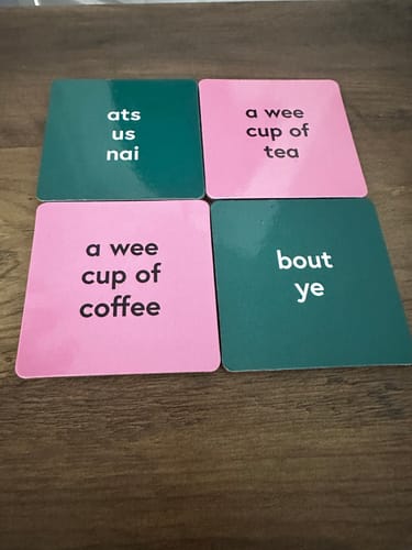 Customer photo review of A Wee Cup of Coffee Coaster | Born & Bred