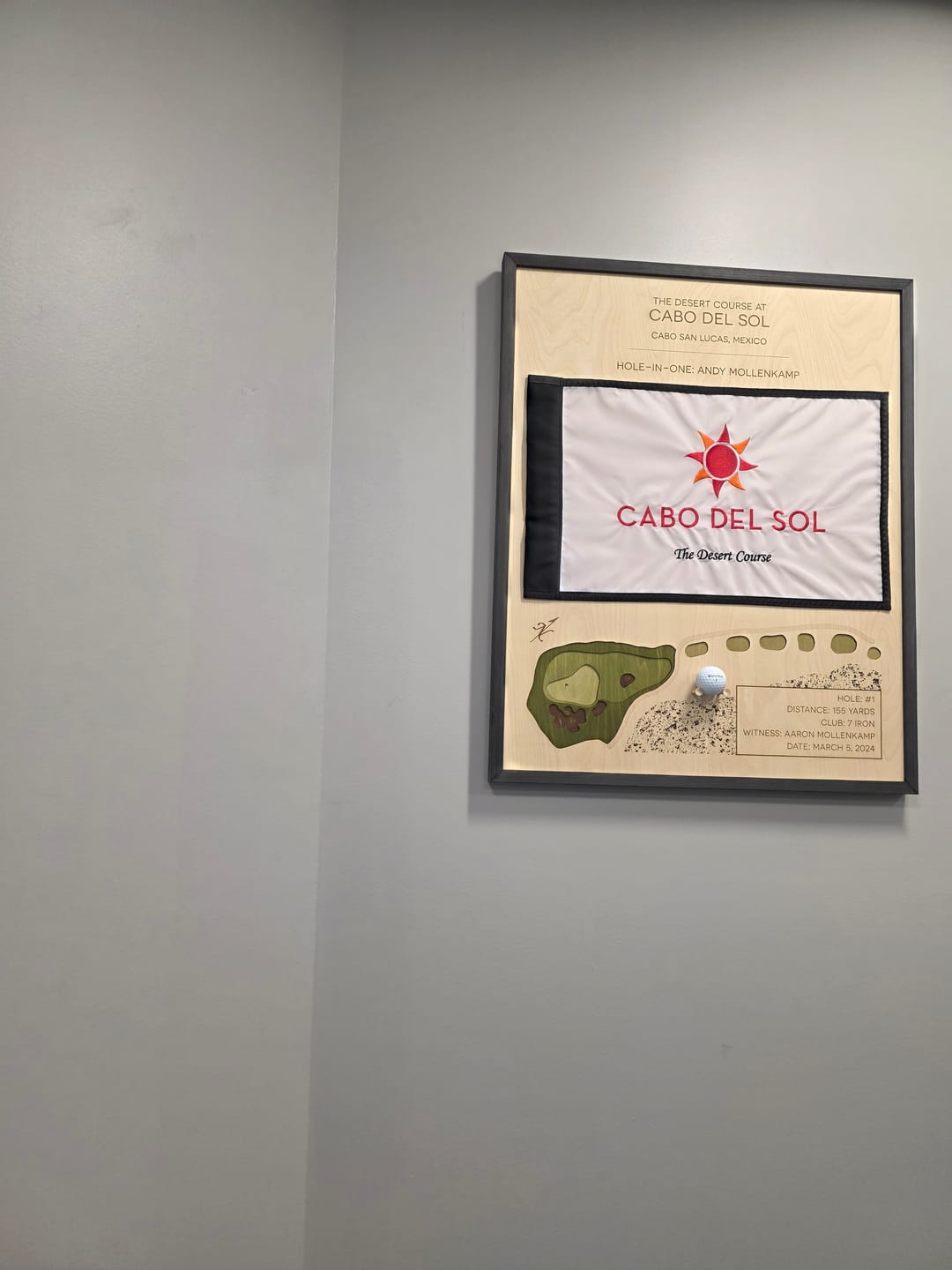 Customer photo review of Personalized Hole-in-One | Single Hole Golf Art