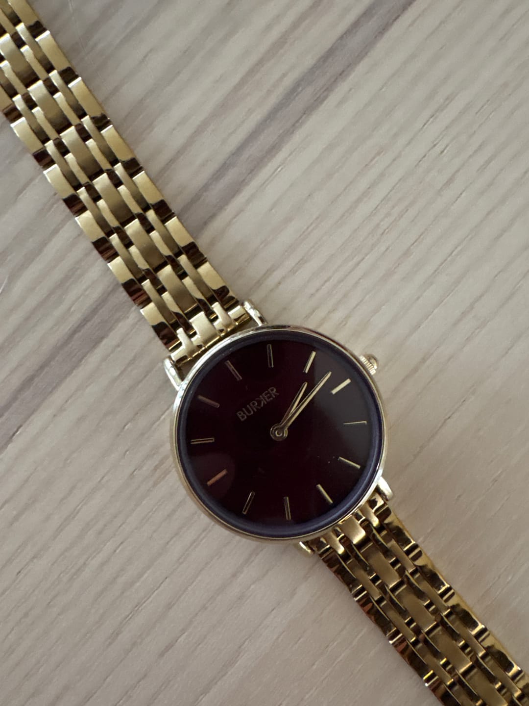 Customer photo review of Ruby Petite Gold Burgundy