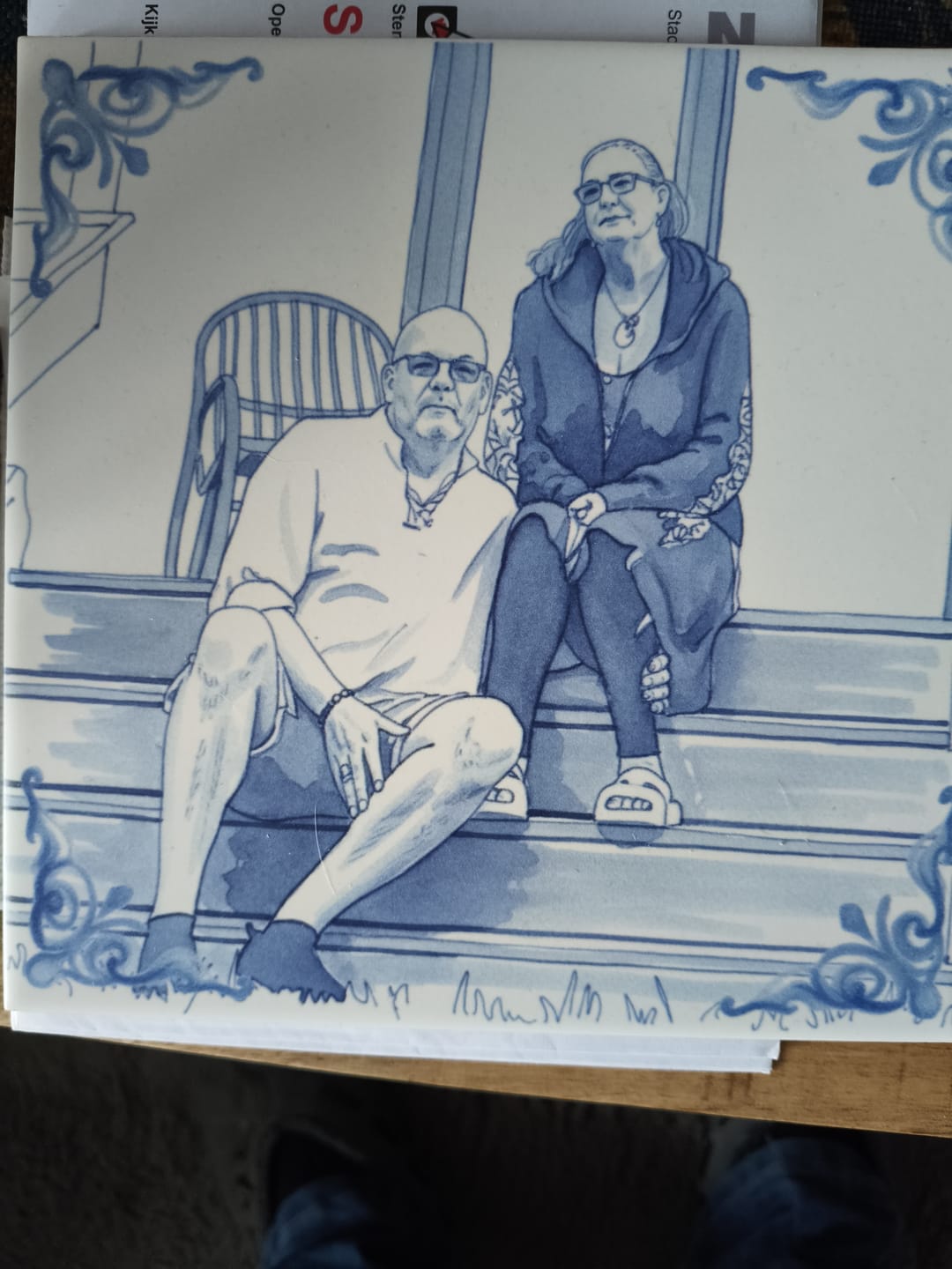 Customer photo review of Delfts Blauw tegeltje bedrukken met jouw foto
