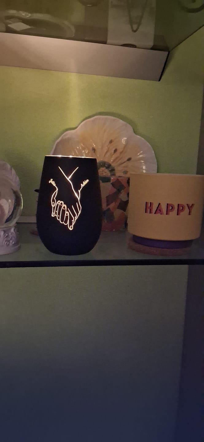 Customer photo review of Hand in Hand - Personalisiertes Windlicht