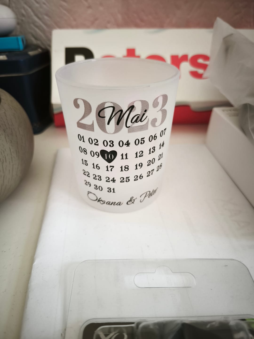 Customer photo review of Unser Tag - Personalisiertes Teelicht