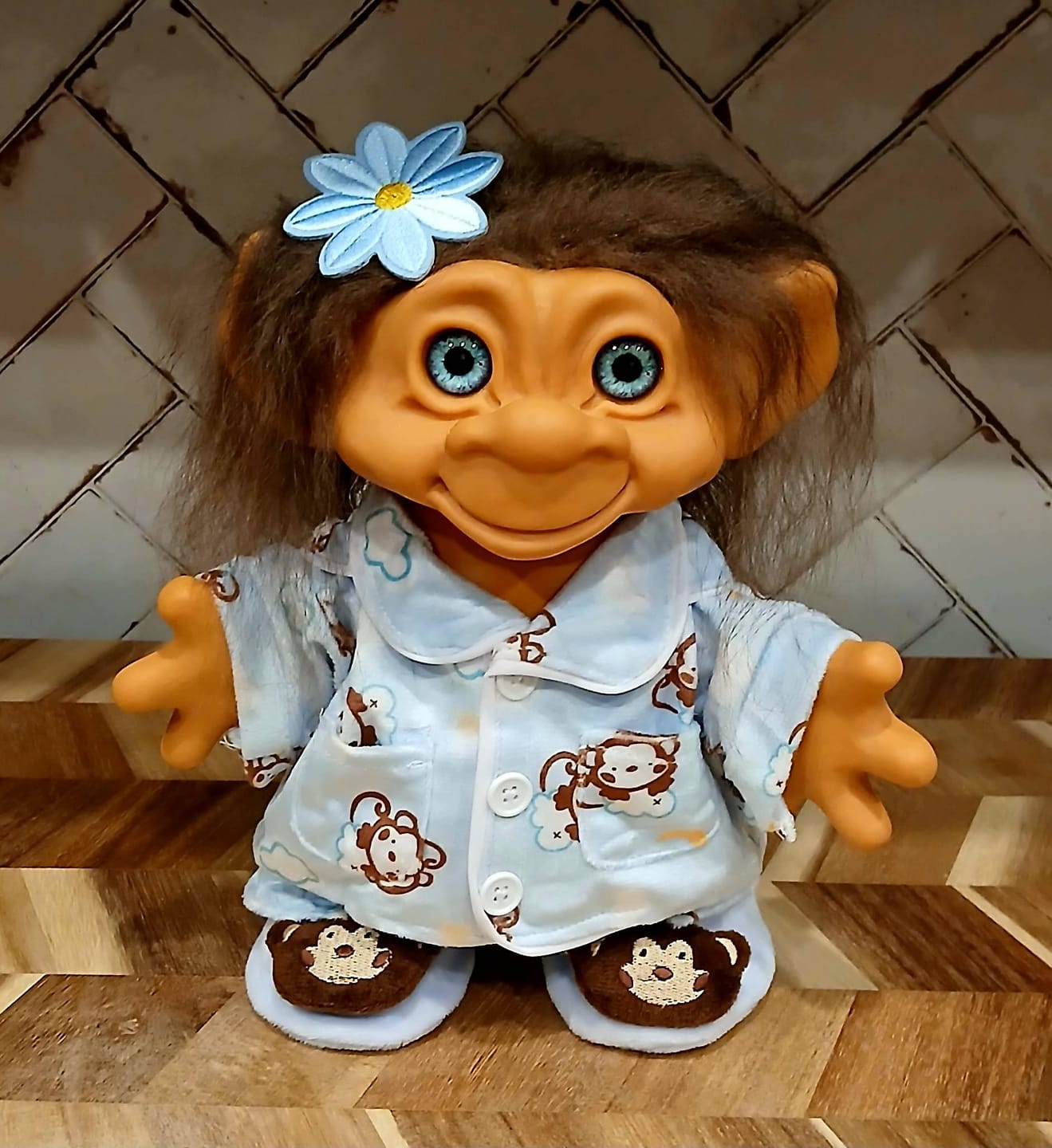 Customer photo review of Monkey PJs & Slippers for 14-16 in Plush Toys