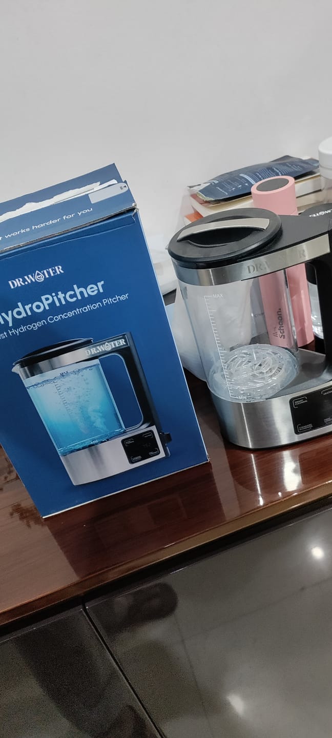 Customer photo review of HydroPitcher 68oz – Glass Hydrogen Water Pitcher