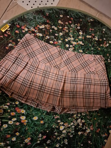 Customer photo review of Girly Plaid Pleated Mini Skirt (Pink)
