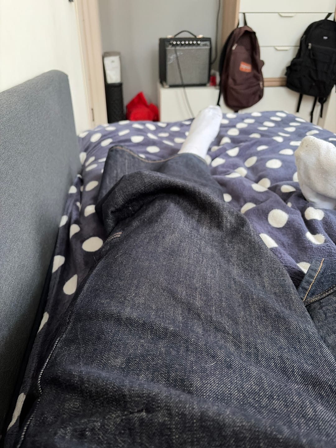 Customer photo review of Raw Denim Jeans Blue