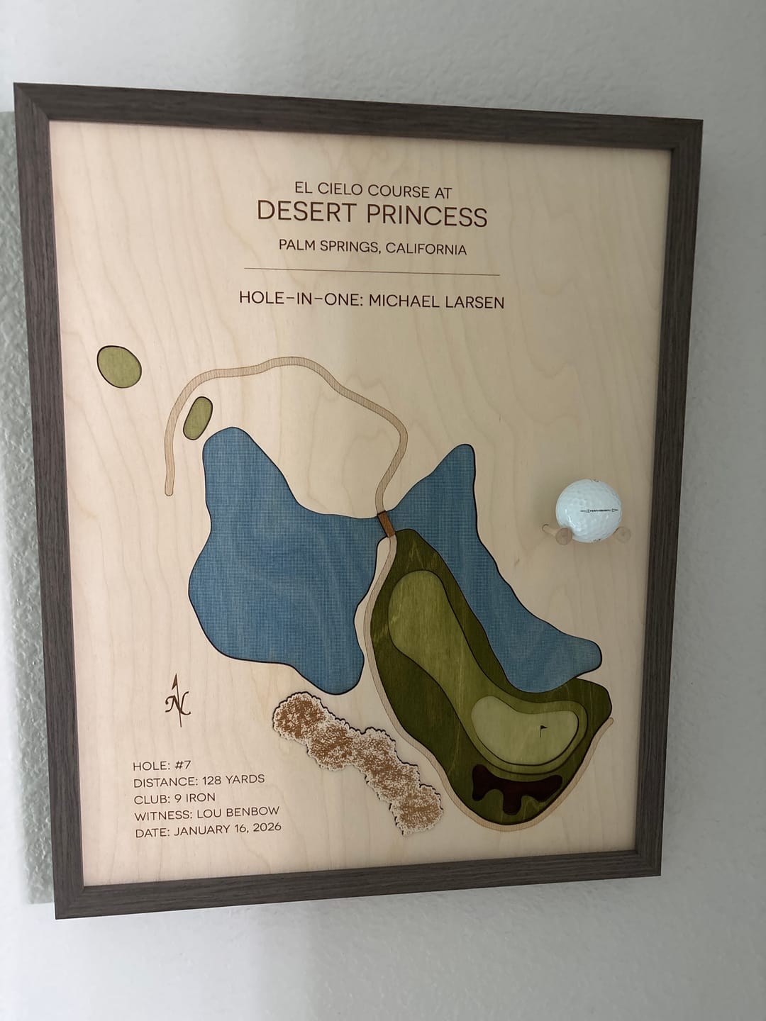 Customer photo review of Personalized Hole-in-One | Single Hole Golf Art
