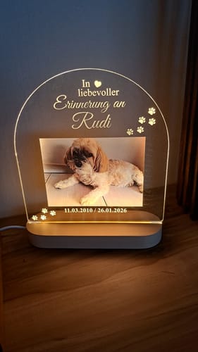 Customer photo review of Zur liebevollen Erinnerung – LED-Lampe für Hund/Katze
