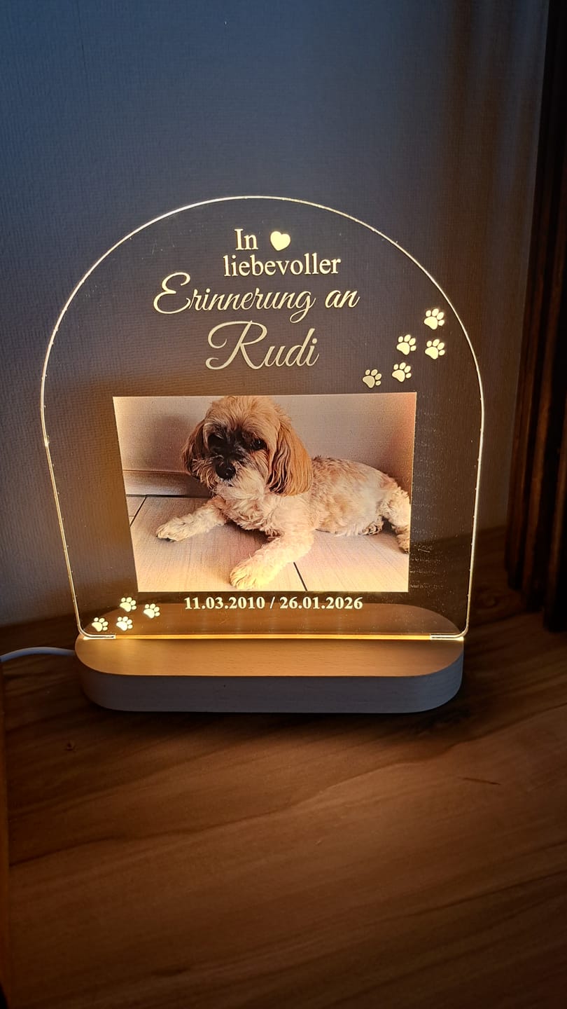 Customer photo review of Zur liebevollen Erinnerung – LED-Lampe für Hund/Katze