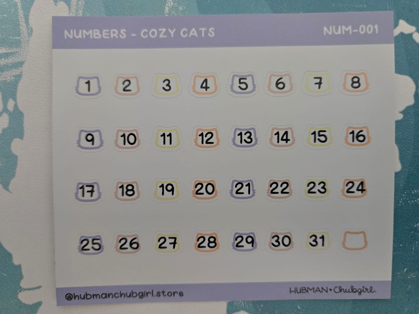 Customer photo review of Numbers - Cozy Cat Planner Stickers