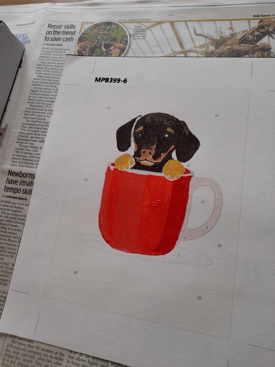 Customer photo review of 6 Mini Paintings - Cute Sausage Dogs Set