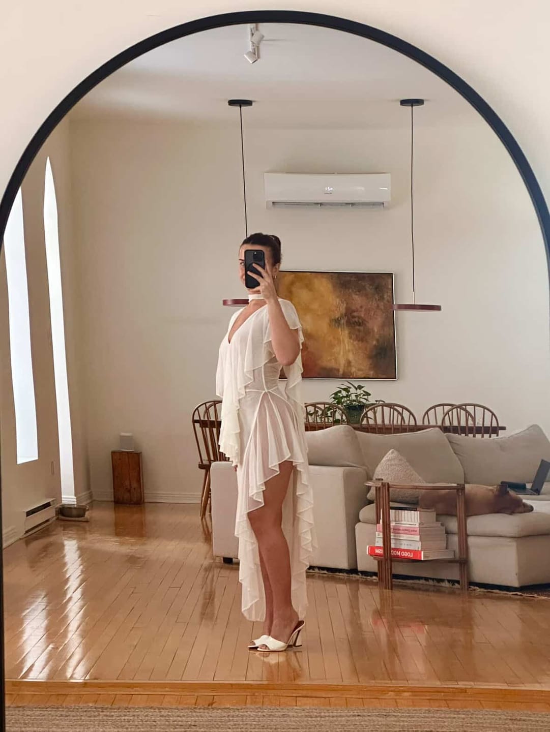 Customer photo review of Goddess Ruffled Maxi Dress