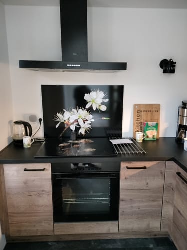 Customer photo review of Keuken Spatscherm - Bloemen - Bloesem - Pruimen - Wit