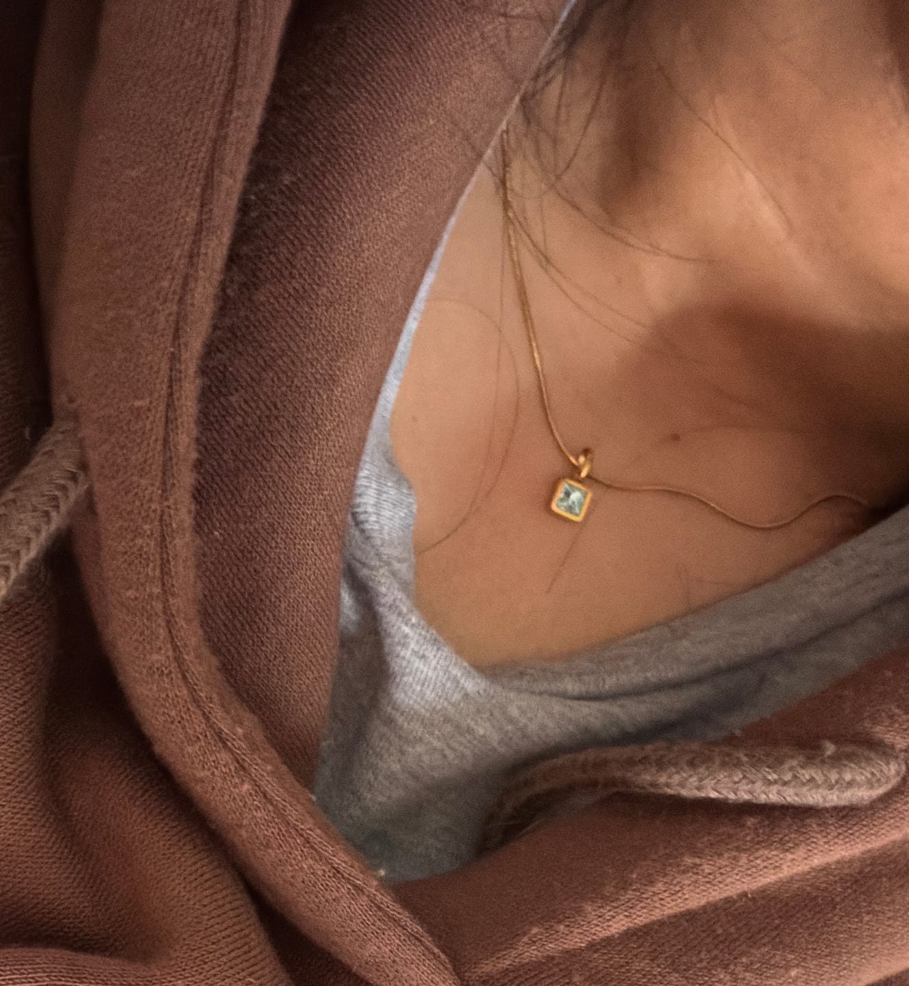 Customer photo review of Square Pendant Birthstone Necklace
