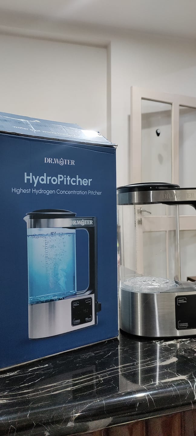 Customer photo review of HydroPitcher 68oz – Glass Hydrogen Water Pitcher