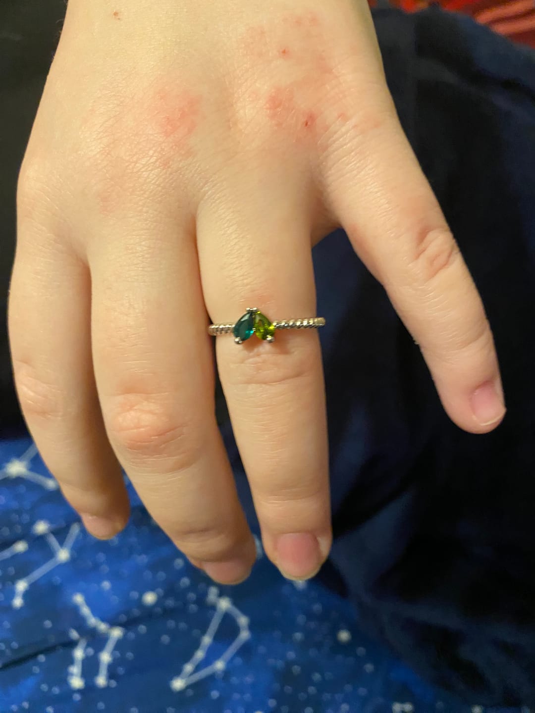 Customer photo review of Custom Tiny Heart Birthstone Adjustable Ring
