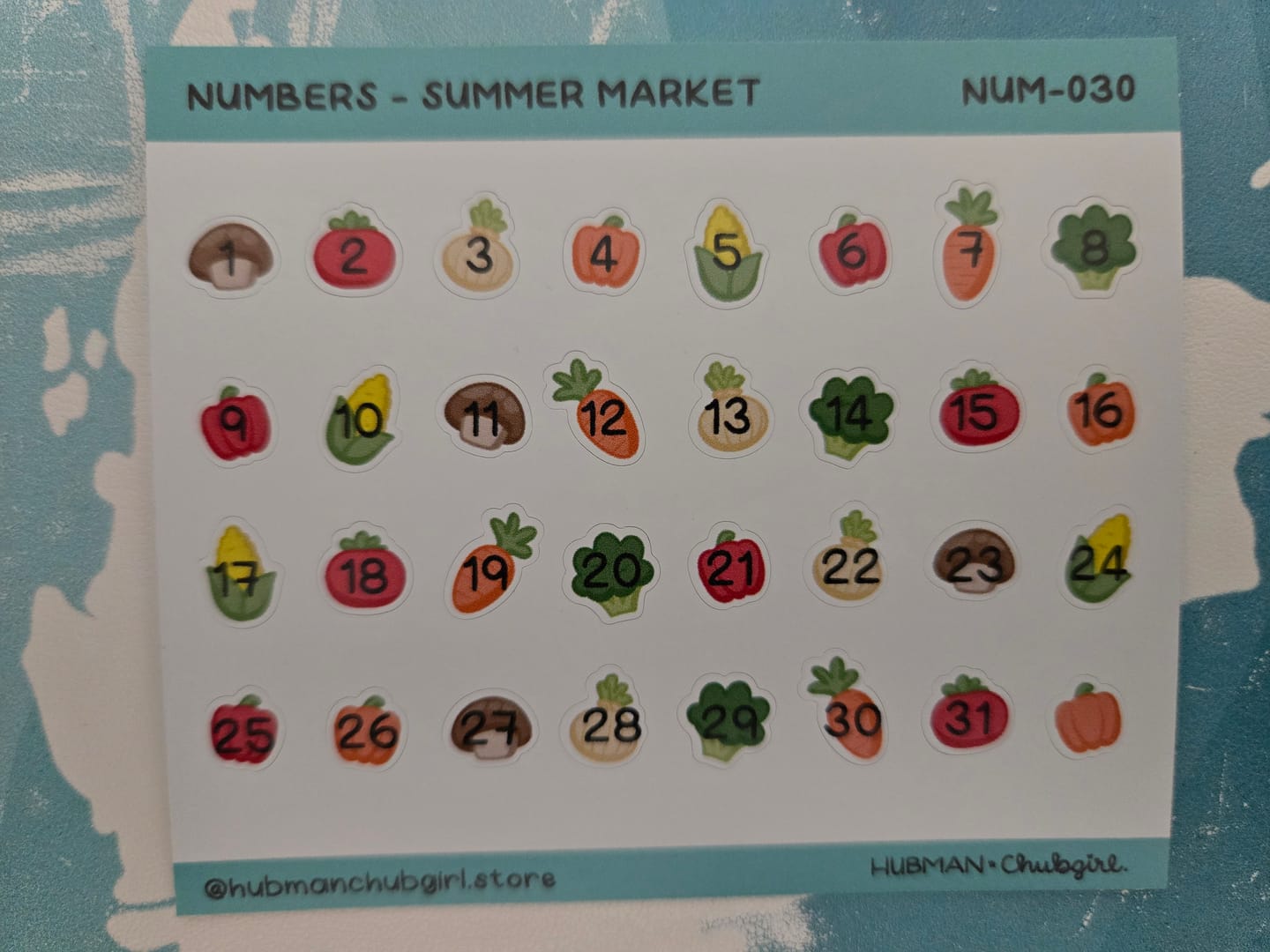 Customer photo review of Numbers - Summer Market Planner Stickers