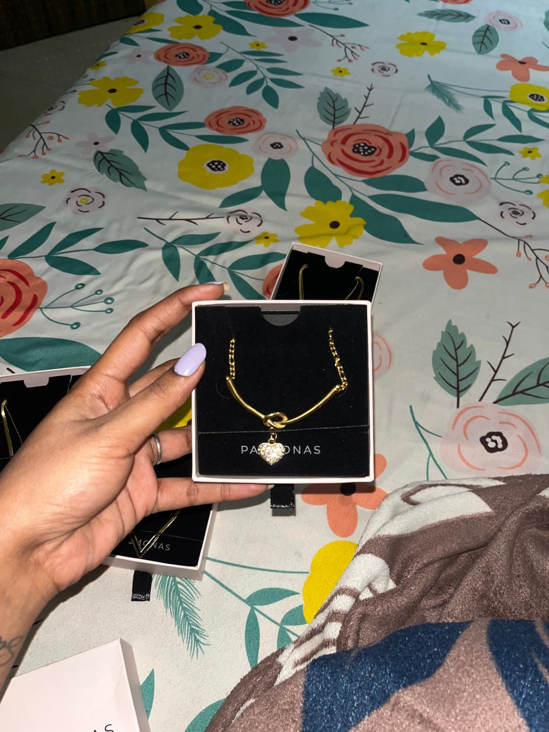 Customer photo review of Crystal Heart Charm Gold Necklace