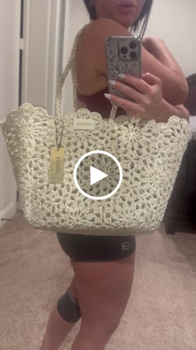 Customer video review of Ivory Crochet Beach Bag