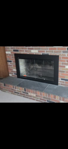 Customer photo review of Grande Flat Black Masonry Fireplace Door | Standard Sizes