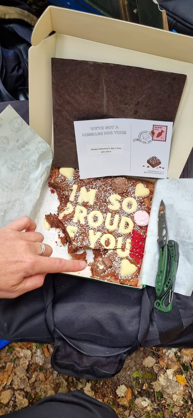 Customer photo review of Custom message heart brownie