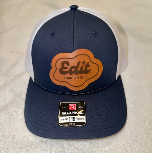 Customer photo review of Custom Leather Patch Trucker Hat - Richardson 115