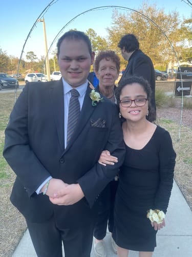 Customer photo review of Black Blue Golden Striped Necktie Pocket Square Cufflinks Set