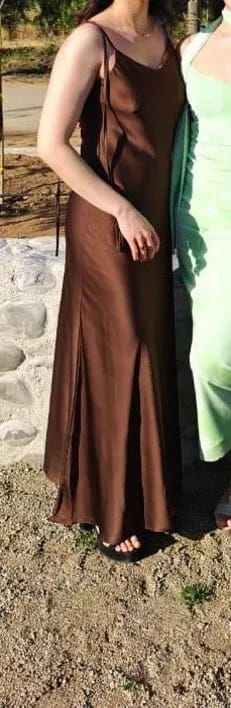Customer photo review of Laura Backless Satin Maxi Dress