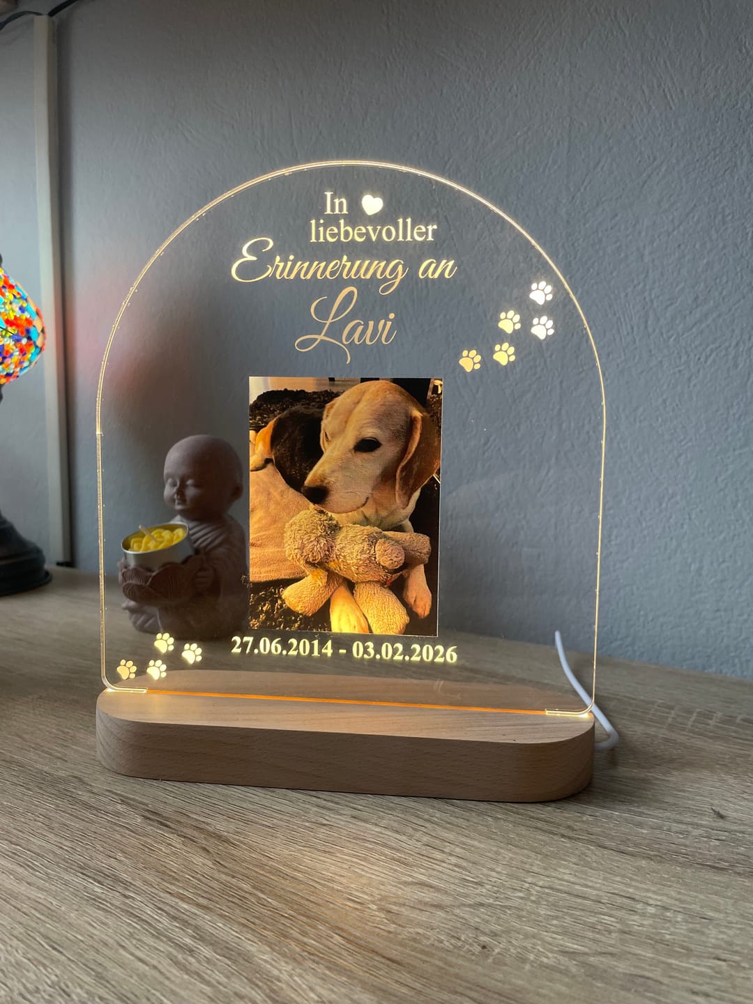 Customer photo review of Zur liebevollen Erinnerung – LED-Lampe für Hund/Katze