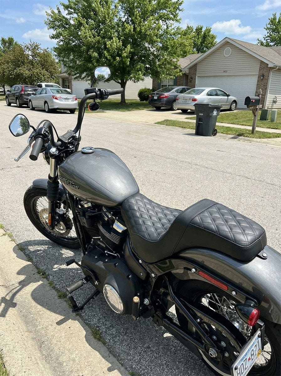 Customer photo review of Iron Born Diamond Stitch 2-Up Seat for 2018+ Harley Softail Street Bob FXBB/S