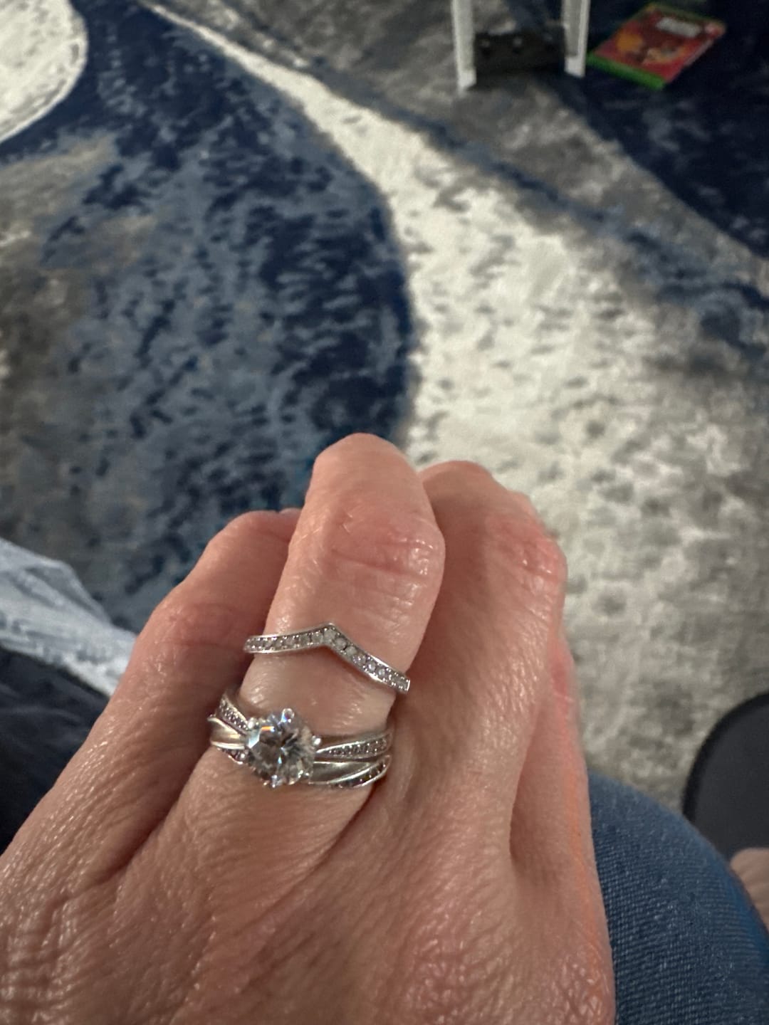 Customer photo review of White Gold Wishbone Moissanite Dazzle Ring