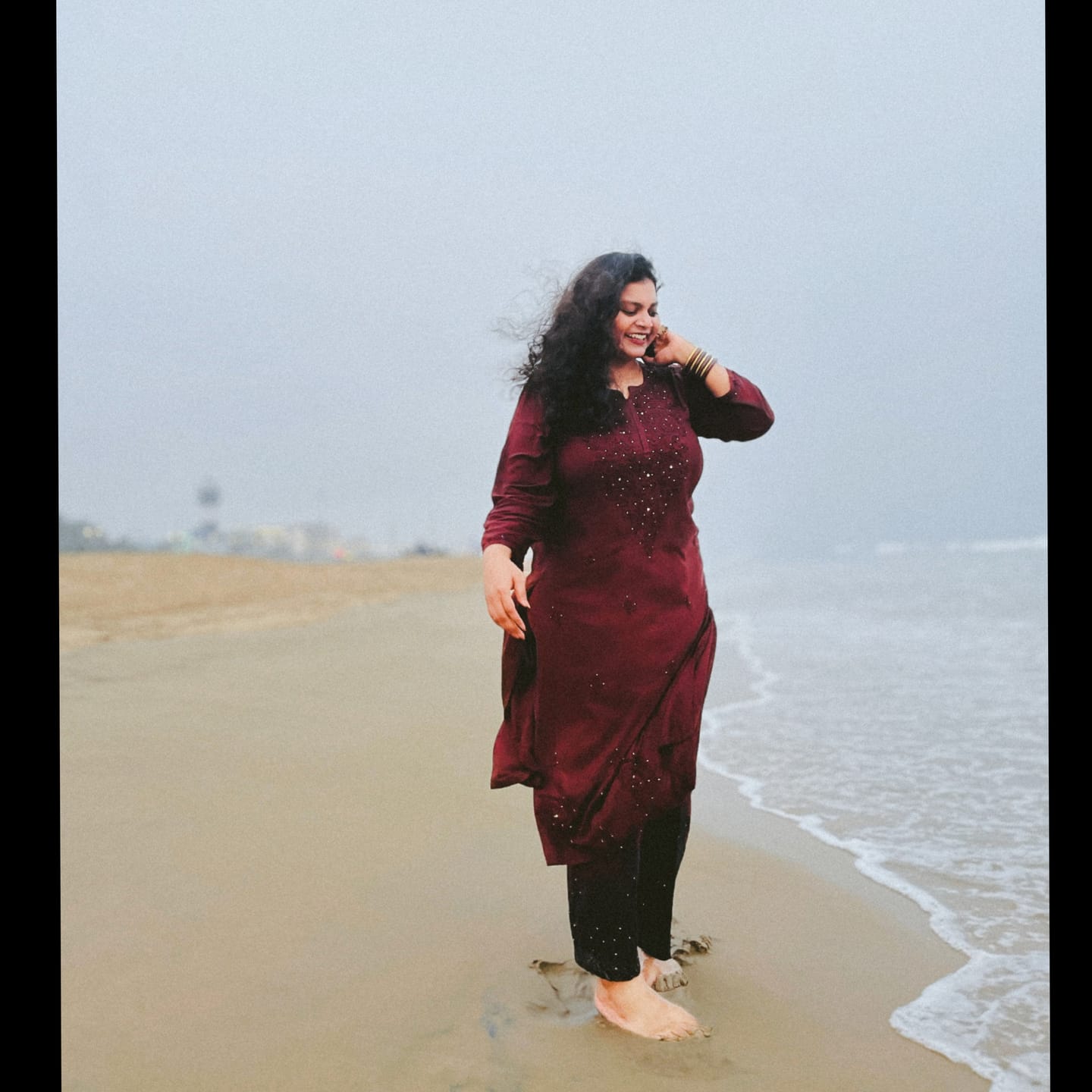 Customer photo review of Chocolate Brown 2 piece Rayon Mukaish set