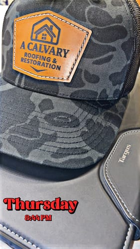 Customer photo review of Custom Leather Patch Hats Richardson CAMO Laser Engraved