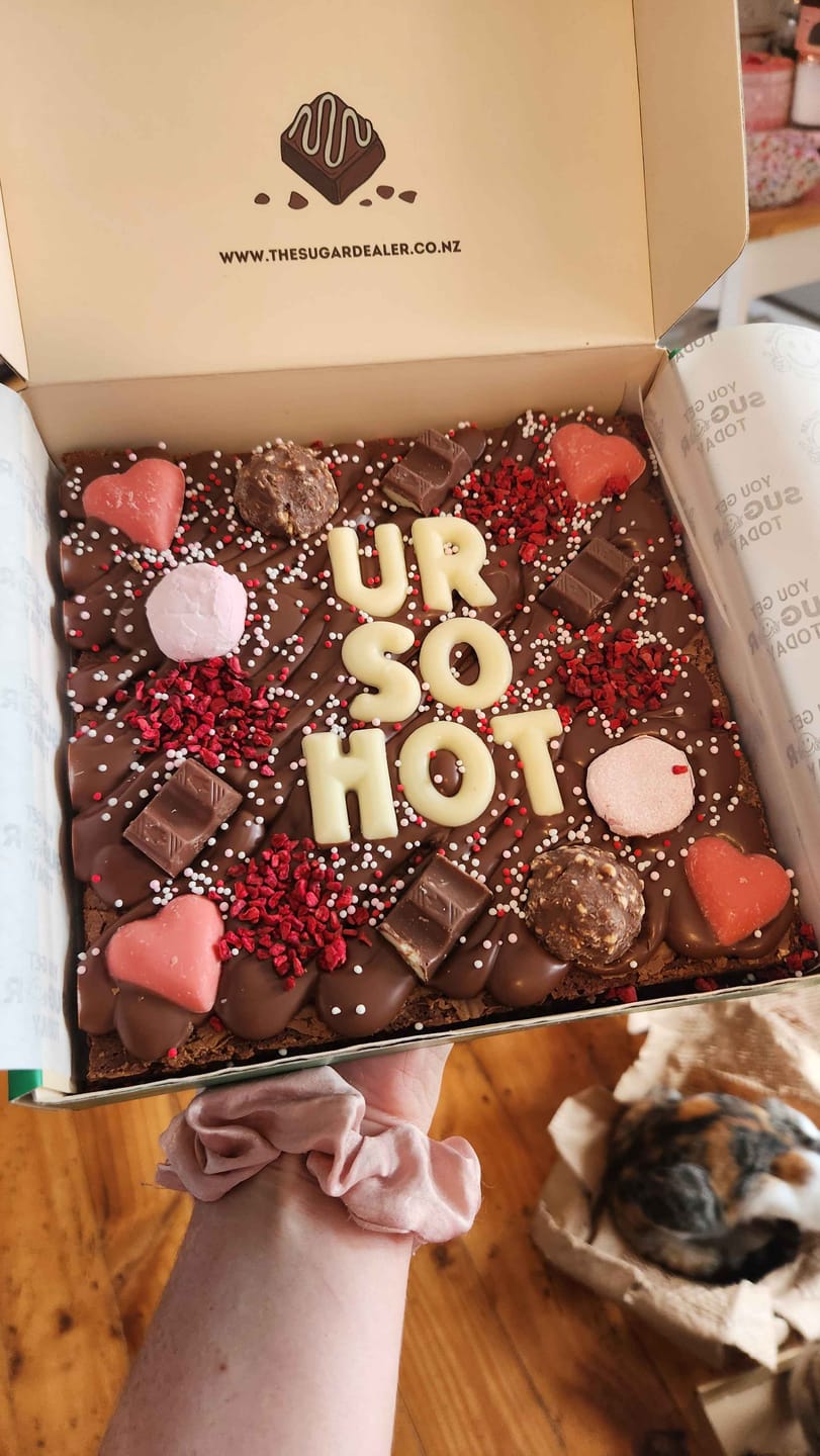 Customer photo review of Custom message heart brownie