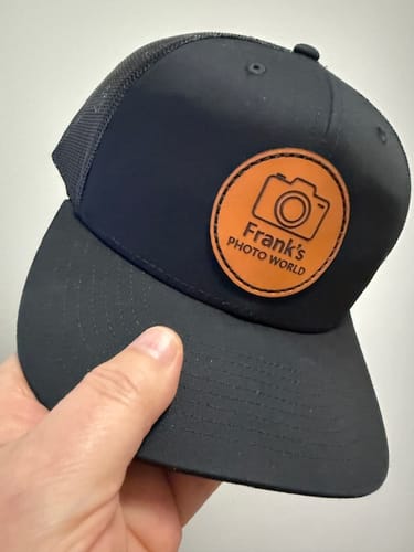 Customer photo review of Richardson 112 Genuine Leather Patch Hats Laser Engraved