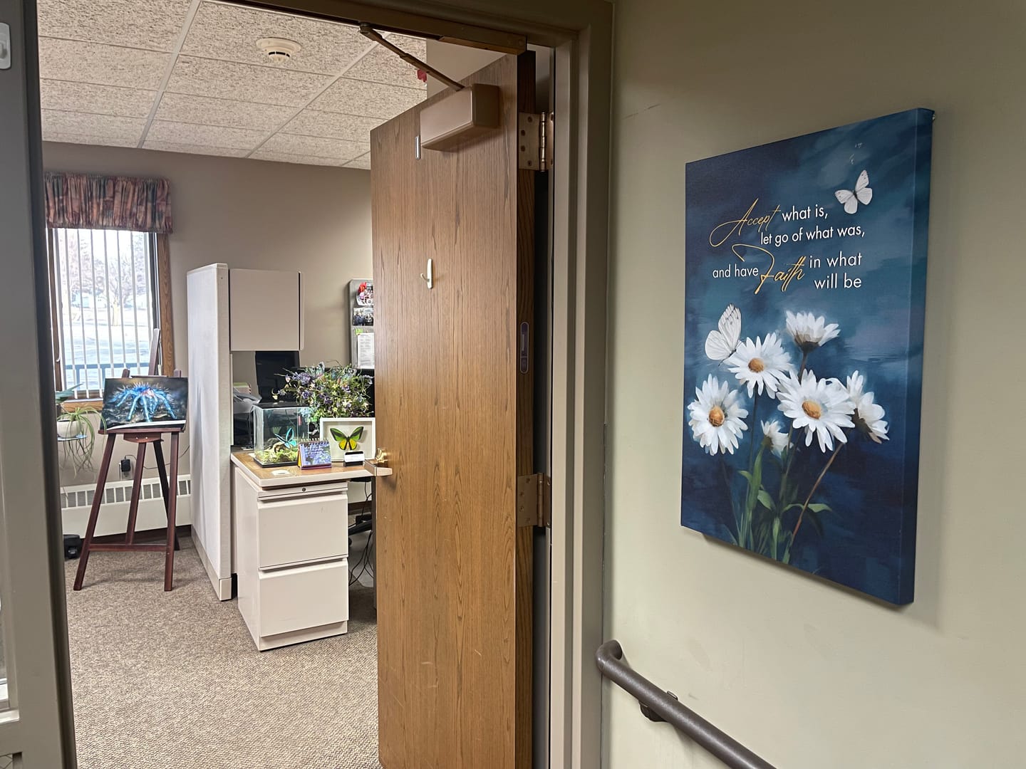 Customer photo review of Accept What is Let Go of What Was, Daisies and Butterflies, Christian Wall Art Canvas
