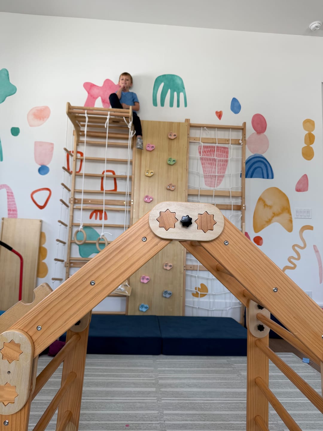 Customer photo review of Walnut | Swedish Ladder Jungle Gym - 95" Height - Wall Mounted