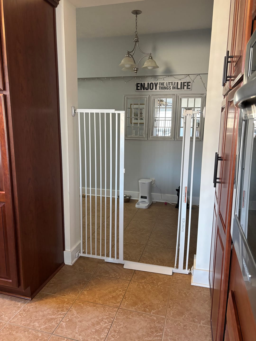 Customer photo review of FairyBaby 57" Extra Tall Pet Gate for  Big Dogs and Curious Climbers