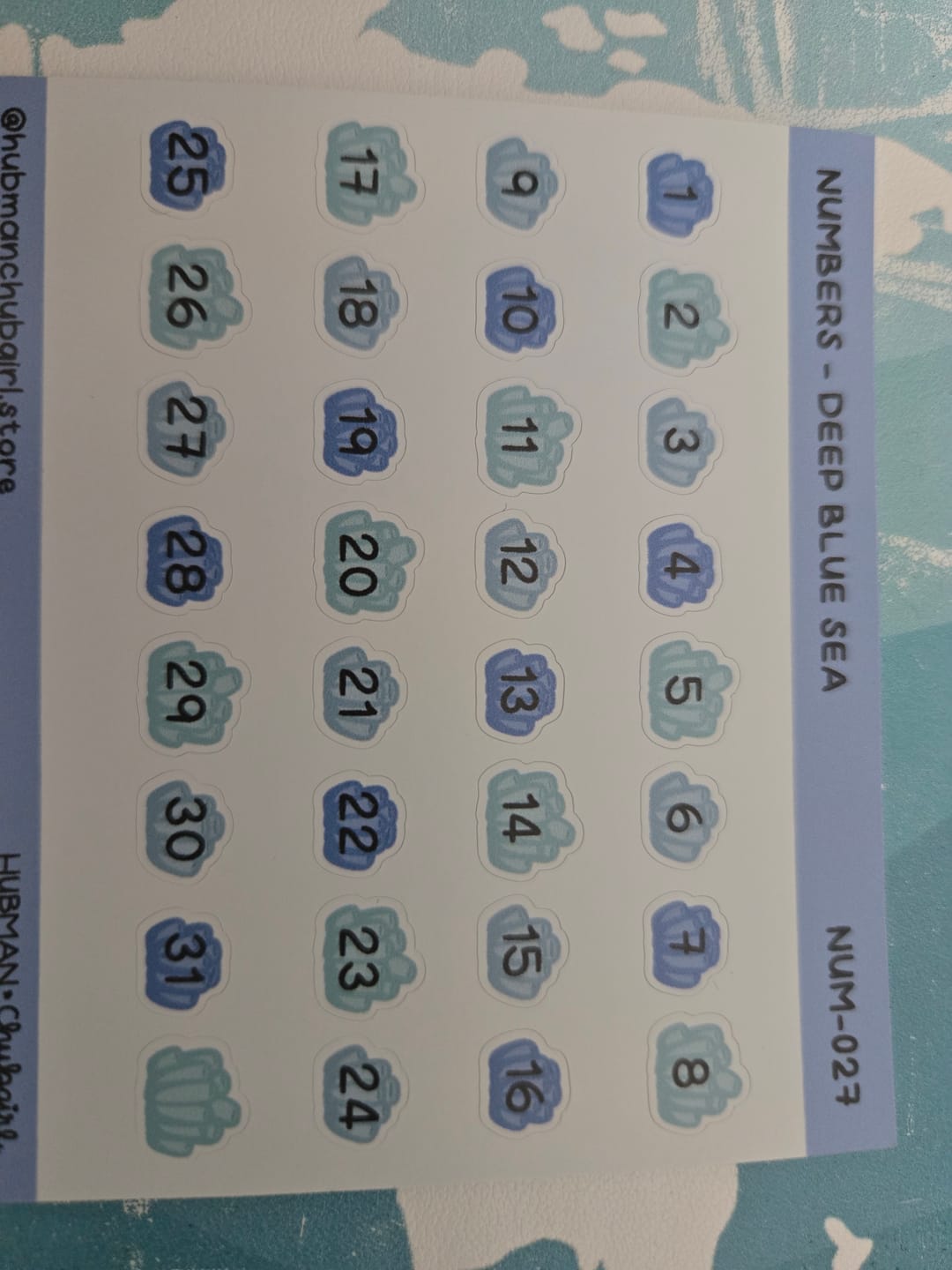 Customer photo review of Numbers - Deep Blue Sea Planner Stickers
