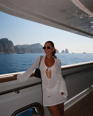 Customer photo review of Cassandra Hollow Out Knit Beach Dress