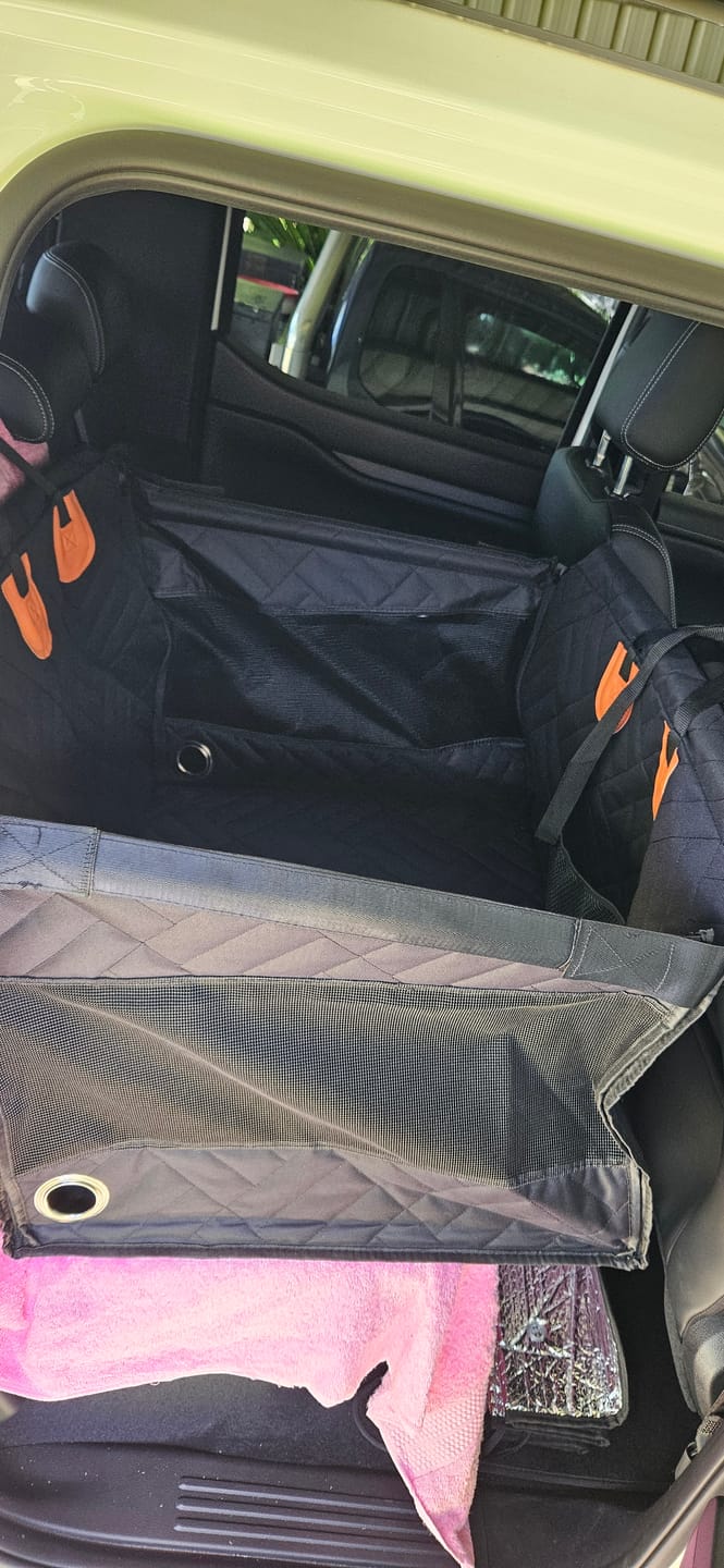 Customer photo review of Dog Car Seat Cover with Hard Bottom