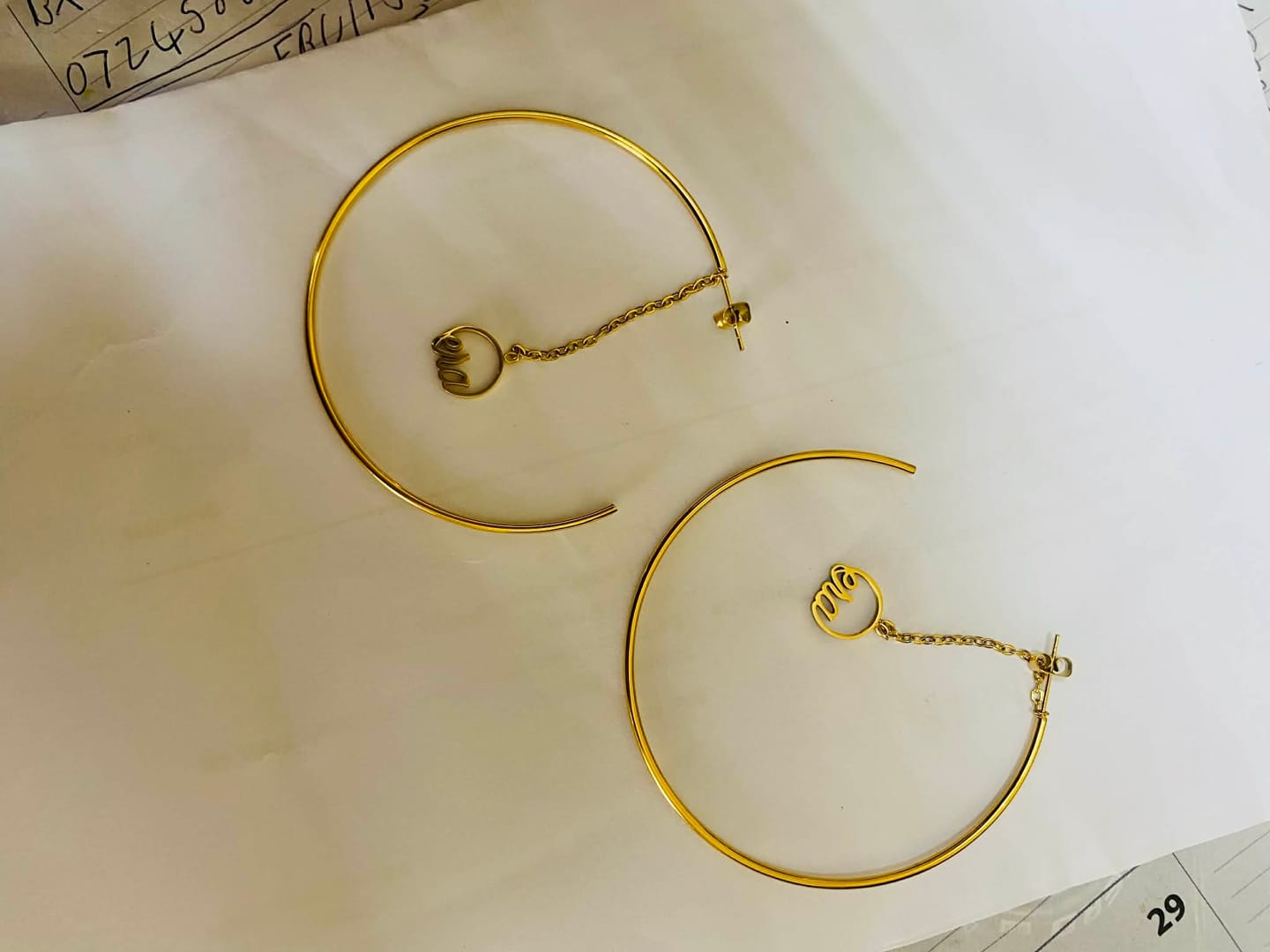 Customer photo review of Gold Era Drop Hoops