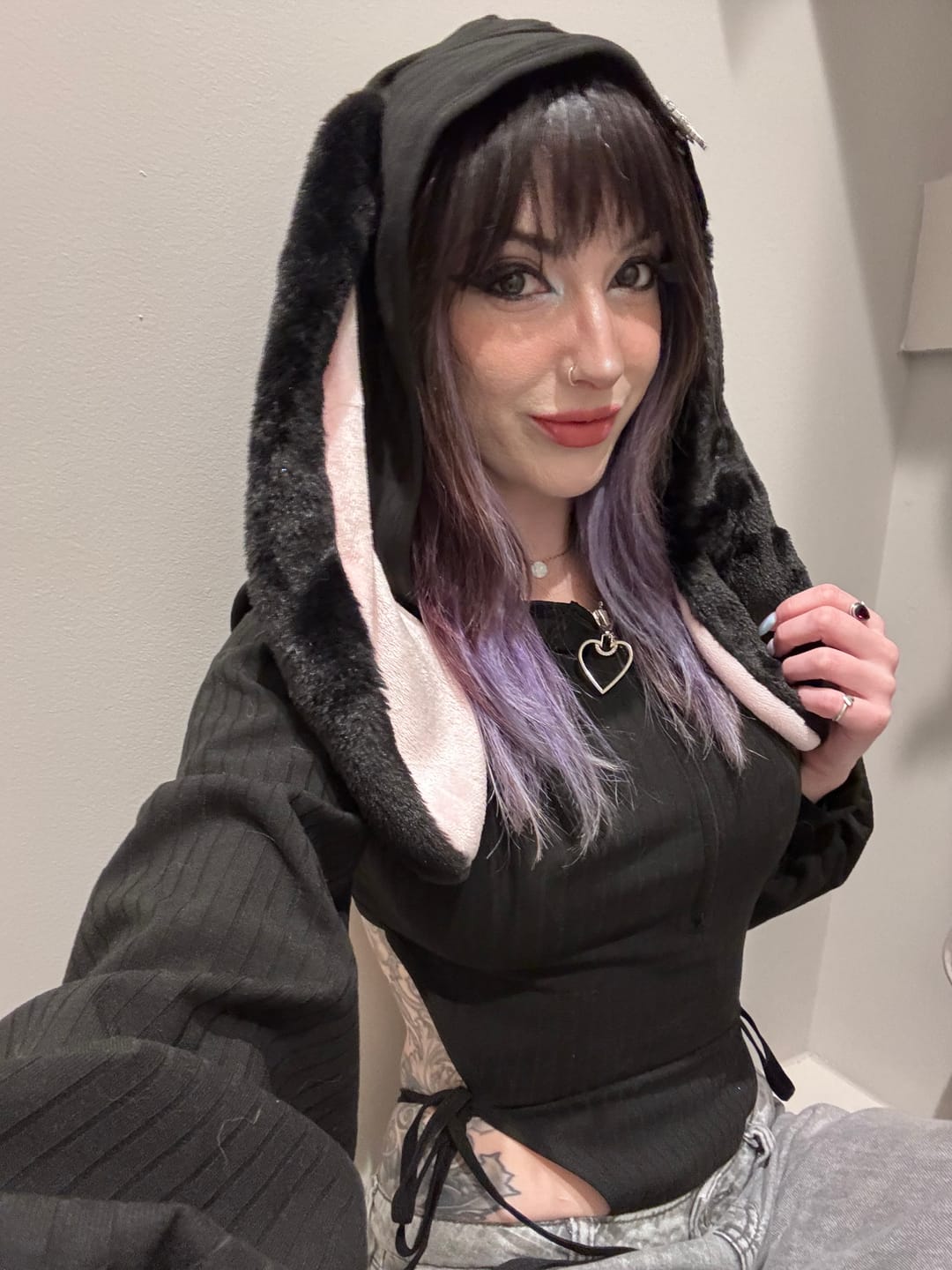 Customer photo review of Chic Bunny Ear Hoodie Bodysuit for sale