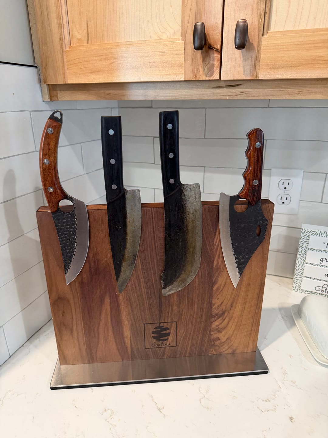 Customer photo review of Walnut Magnetic Knives Holder