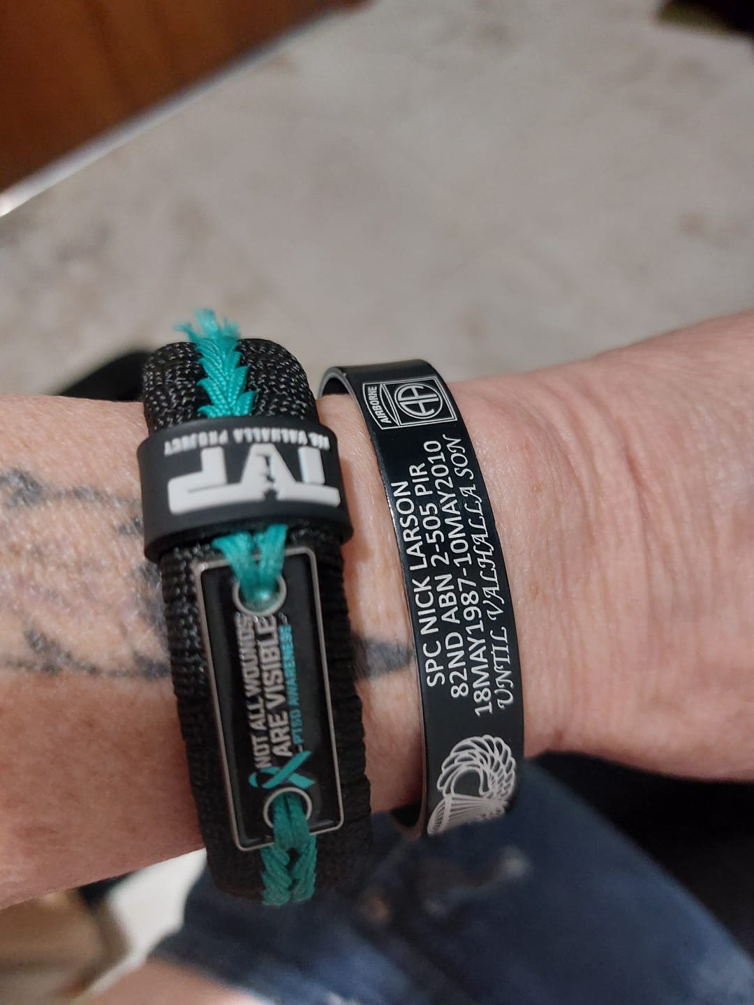 Customer photo review of PTSD Awareness - Paracord Bracelet