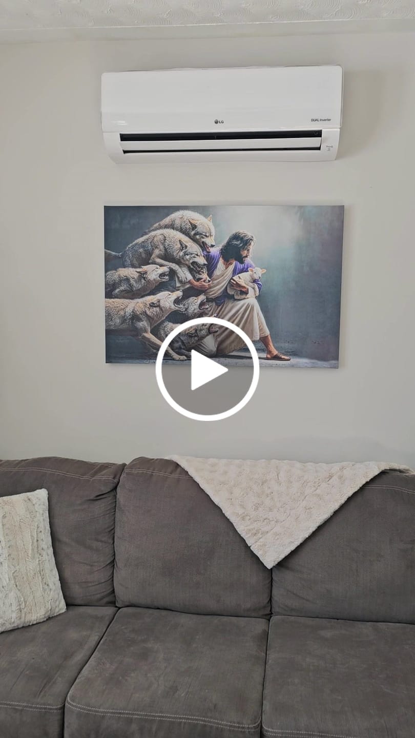 Customer video review of Jesus Protects The Lamb From Wolves Wall Art Canvas