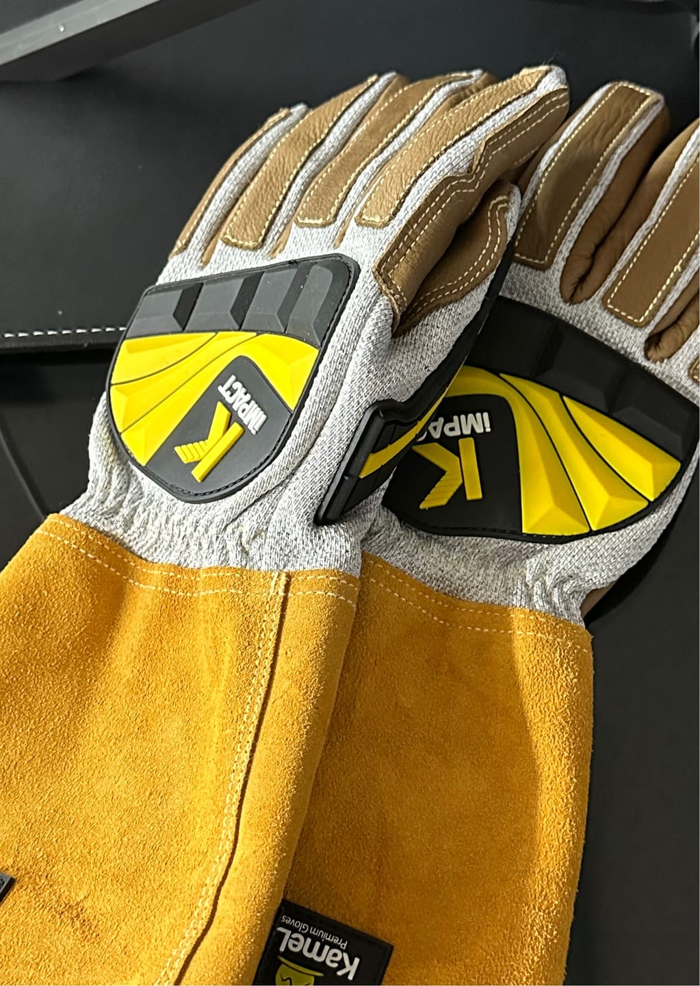 Customer photo review of KameLo Anti-Vibration & Impact Resistant Leather Welding Safety Gloves, KC Certified | 308-HPPE