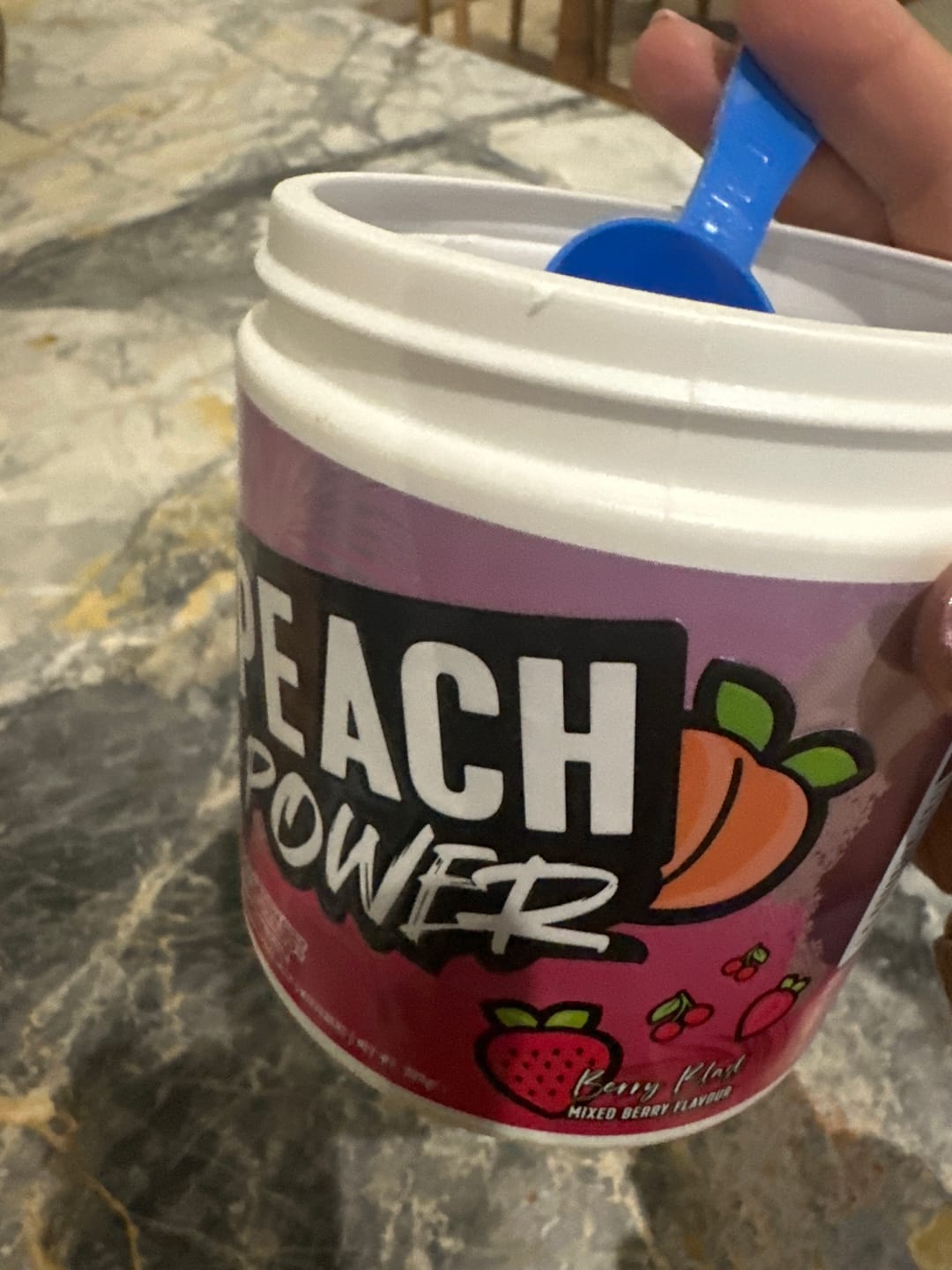 Customer photo review of Peach Power Pre-workout Berry Blast